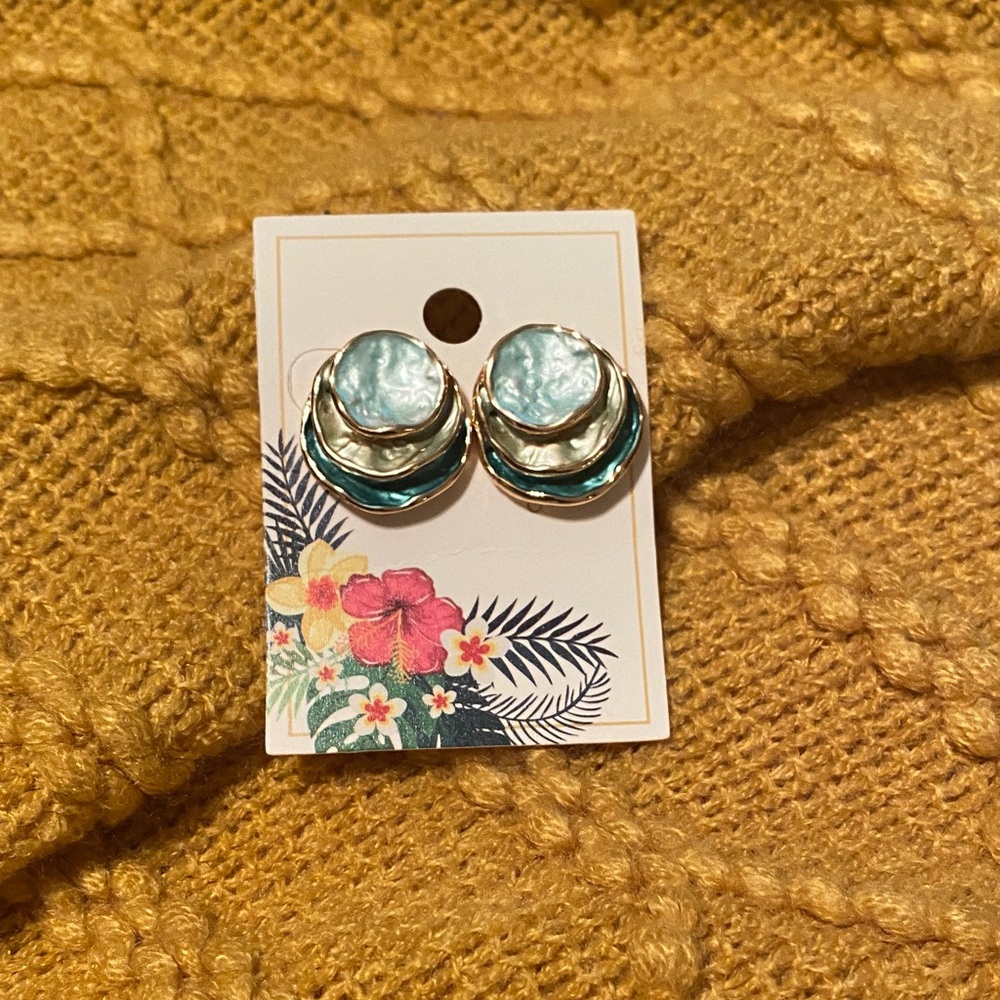 Gold and Blue Statement Earrings